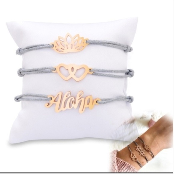 3 Piece Aloha Heart Lotus Bracelets - Picture 1 of 2
